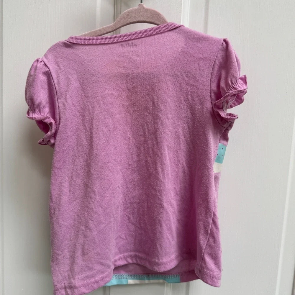 Carter's 3T Girls Pink Snuggle-Saurus Dinosaur Short Sleeve Tee Shirt Pajama Top